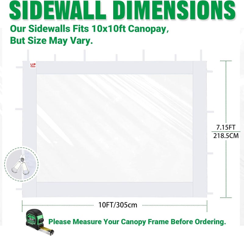 Acepic Clear Canopy Sidewalls for 10x10 Pop Up Tent, Transparent Window Curtain Cloth, 8 Mil PVC Enclosure Fabric with Zipper, 3Pack Sidewalls Only (Black) - Image 3